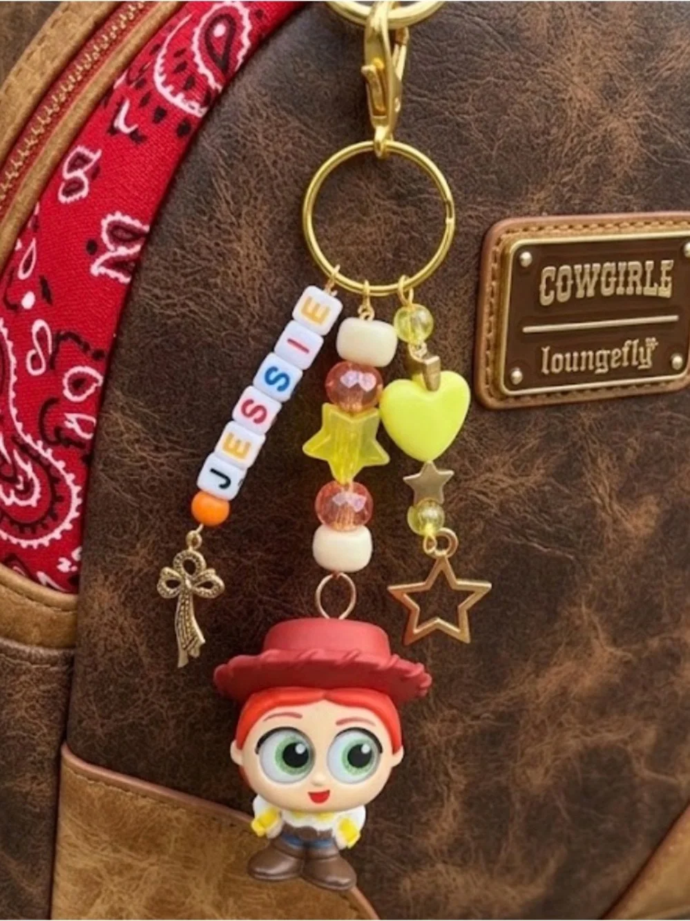 ✨NEW HANDMADE TOY STORY JESSIE COWGIRL BAG CHARM KEYCHAIN CLIP-ON CHARACTER TOY✨
